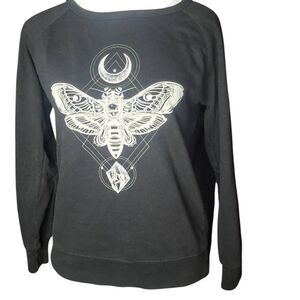 Vintage Surreal Death Moth Crewneck Seeatshirt Black Women's Smakl